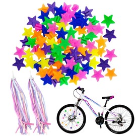 ACYDSR Pack of 2 Handlebar Fringe Streamer Ribbons for Children's Bike, Children's Scooter, Handlebar Streamer, Bicycle Grips Ribbon, with 36 Colourful Bicycle Spokes Decorations, Bicycle Spoke Beads