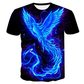 Cerbukt Novelty Phoenix Print Summer Fashion T-Shirt for Men's,Multicolored1,XL