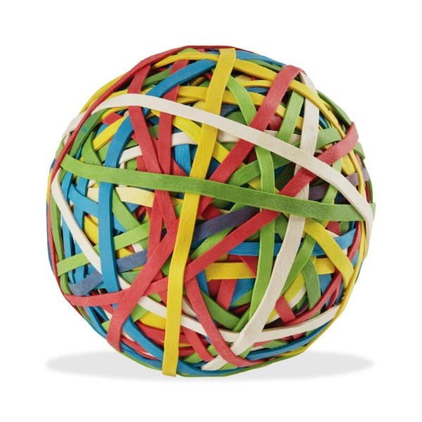 ACCO 72155 Rubber Band Ball, Approximately 270 Rubber Bands, Assorted