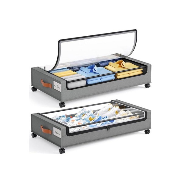 DELAMU 2-Pack Underbed Storage Boxes | 66LBs Heavy Duty |
