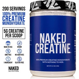 Naked Pure Micronized Creatine Monohydrate – 200 Servings, 1,000g Bulk – Vegan, Non-GMO, Gluten & Soy Free - Muscle Building, Strength Training, Gym & Fitness Supplement