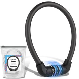 JIMJOOS Heavy Duty Bike Lock - 5-Digit Combination Cable Bicycle Lock - Waterproof Motorbike Lock - Ideal for Cycle, Motorcycle, Scooter, Mountain Bike, Pram - Includes Protective Pouch (Pack of 1)