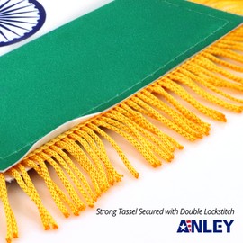 Anley 4 X 6 Inch India Fringy Window Hanging Flag - Mini Flag Banner & Car Rearview Mirror Décor - Fringed & Double Sided - Indian Hanging Flag with Suction Cup