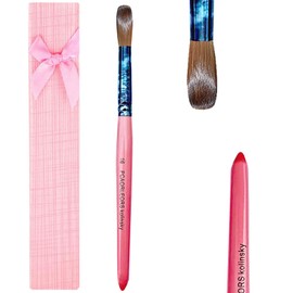 PCAORLEORS Acrylic Nail Brush, Pure Kolinsky Sable Hair Brush with Pink Wooden Handle and Copper Tube, Round Gel Brush for Acrylic Strength and Nail Extension (#16)