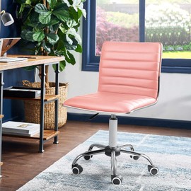 JUMMICO Office Chair Mid Back Task Chair Adjustable Home Computer Executive Desk Chair with 360° Swivel (Pink)