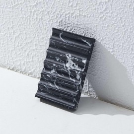 SEICASAYA Premium Marble Ring Holder, Handcrafted Stone Soap Dish & Jewelry Tray, Bathroom Vanity Decor (Nero Bianco Marble)