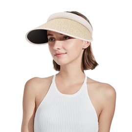 Clape UV Protection Straw Visors Hat Breathable Empty Top Sun Hat Summer Sun Visors for Women Quick Dry Golf Tennis Hat