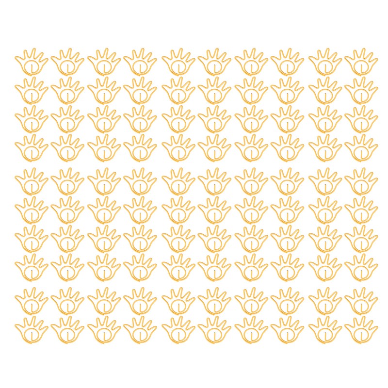 100Pcs Paper Clip Metal Hand Shaped Design Rustproof Paperclip Decoration