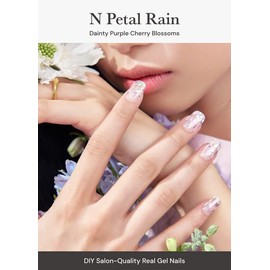ohora Strisce per unghie in gel semi polimerizzato (N Petal Rain) - di lunga durata, facili da applicare e rimuovere - Include 2 tamponi di preparazione, lima per unghie e bastoncino di legno