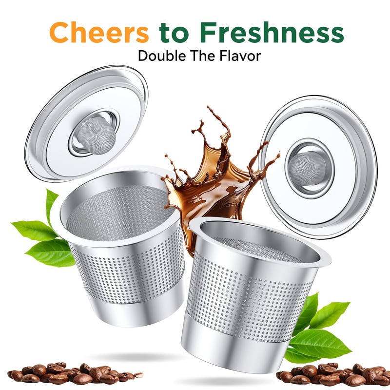 AANQQ Reusable K Cups for Keurig: Upgraded Dual-Layer Mesh Stainless