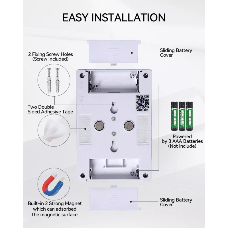 VIBELITE Closet Light Battery Operated Switch Light Tap Light Touch