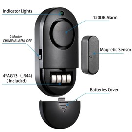 Window and Door Alarm, Door Alarm for Home Security, 120 DB Black Window Alarm for Kids Safety, Suitable for Pool, Homes, Offices, Cabinets (10 Pack)