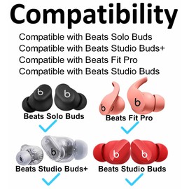 A-Focus (9 Pairs) Solo Buds Ear Tips - Soft Silicone Replacement Fit in Case Ear Buds Tips Compatible with Beats Solo Buds/Studio Buds + / Fit Pro Rubber Eartips Accessories L/M/S Red