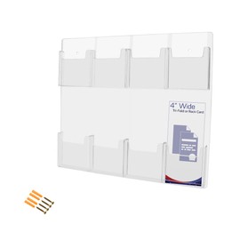 Marketing Holders 2 Pack Hanging Brochure Holder for 4" Trifolds and Pamphlets Clear Acrylic 8 Pocket Organizer with Hardware for Printed Materials in Veterinarians Dental and Doctors Offices