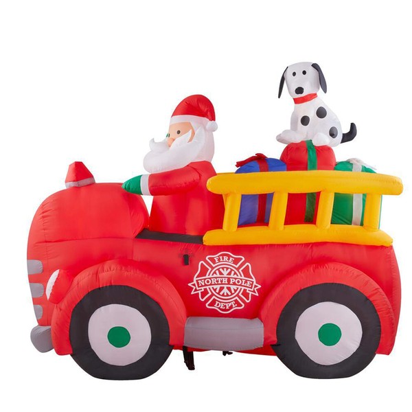 Gemmy 086786862902 Santa Driving Fire Truck Christmas Inflatable
