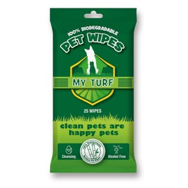 My Turf Cat Dog Grooming Pet Wipes | 25 Biodegradable Wipes 15x20cm | Quick Easy Cleaning Dog Wipes & Cat Wipes | Dog Wipes For Bums, Body, Paws, Eyes & Ears | Alcohol Free Dog Grooming Wet Wipes