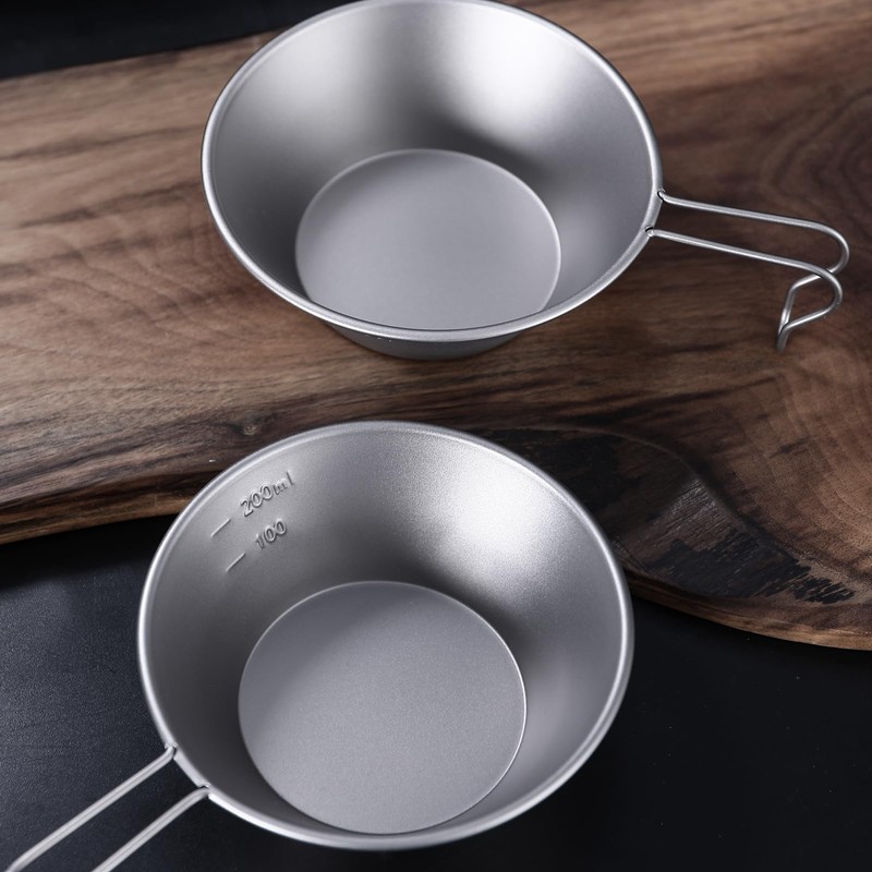 ATiAP Sierra Cup Titanium Camping Bowl 260ML with Fixed Handle