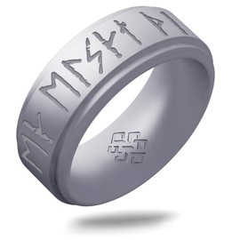 Knot Theory Rune Silicone Ring - I Love You in Viking Runic Characters - Silver No Inlay Size 12 8mm Breathable Comfort Fit - Valentine's Engagement Wedding Band