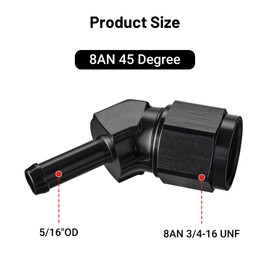 EVIL ENERGY 8AN Female to 5/16" Barb Hose Fitting 45 Degree Swivel