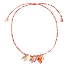 Boho Fish Necklace for Women Shell Starfish Conch Charm Necklace Cute Ocean Beach Animal Necklaces Summer Vacation Jewelry Gifts (Orange Fish)