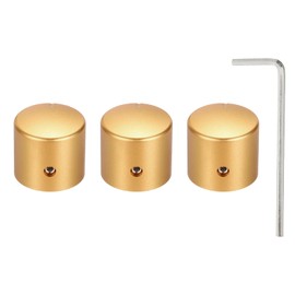 MECCANIXITY 3 Pcs Aluminium Potentiometer Knobs, 1/4" (6mm) Universal Volume Tone Control Knobs for Guitar, Bass, 15/16" Gold