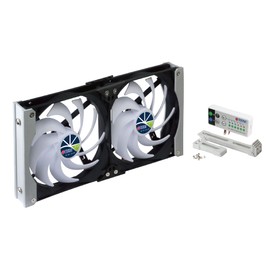 TITAN- 12V DC IP55 Waterproof Double Rack Mount Ventilation Cooling Fan with Timer and Speed Controller- TTC-SC20 (140mm)
