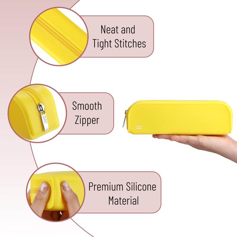 Mr. Pen- Silicone Pencil Case Pouch, Yellow, Aesthetic Multipurpose Design,