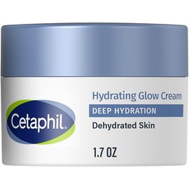 CETAPHIL Crema facial diaria de hidratación profunda, brillo saludable, 1.7 oz, 48 horas de piel seca hidratante facial para piel sensible, con ácido hialurónico, vitamina E y vitamina B5