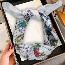 Radharani Arts Silk Scarf -27'' x 27''- Lightweight Necke and Head Women Small Square Digital Printed Scarves (Style 12)