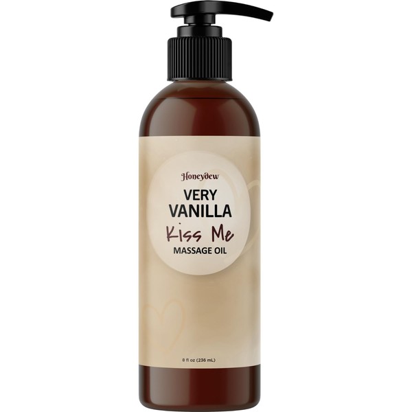 Vanilla Sensual Massage Oil for Couples - Relaxing Full Body Massage Oil for Date Night with Moisturizing Coconut and Sweet Almond Oil - Vegan Non Staining Non Greasy Silky Smooth Gliding Formula