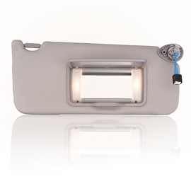 Sun Visor Right Passenger Side RH with Mirror and Light, Fit for 2008 2009 2010 2011 2012 2013 2014 2015 2016 2017 Honda Accord, Replacement OE# 83230-TA5-A51ZA, Color: Gray (Right Passenger Side)