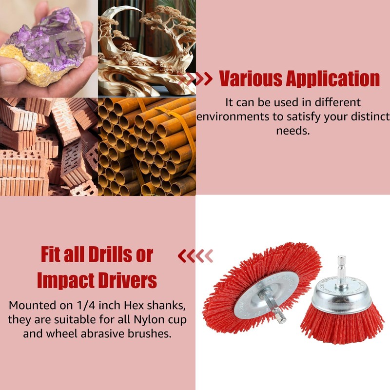 DAJAVE Pack of 10 Nylon Brush Sanding Brushes Drill with