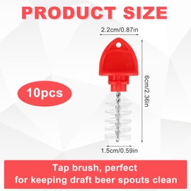 10pcs Beer Tap Plug Brushes, Plastic Beer Tap Cleaner Plugs Beer Tap Cleaning Brushes for Draft Beer Tap Stoppers Beer Faucet Brushes for Home Restaurant Bar (Red)