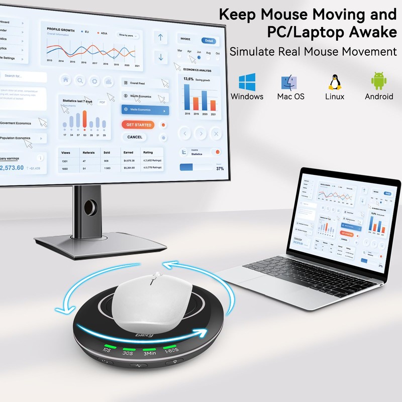 Giecy Ultra Slim Undetectable Mouse Mover, Mouse Jiggler with Adjustable