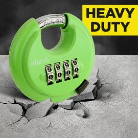 DEFENSE2 Disc Lock for Storage Unit 4 Digit Combination Lock Outdoor Padlock Weatherproof Combination Locks 6 Pack (Green)