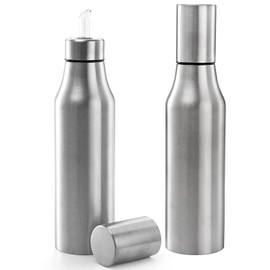 Foraineam 2 Pieces Olive Oil Dispenser Bottle 30 oz (900ml) Stainless Steel Leakproof Kitchen Oil Bottles