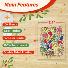 Uinkit Laser Transparency Film 8.5x11 Transparent Paper for Overhead Projector and Laser Jet Printer Copier, 100 Sheets