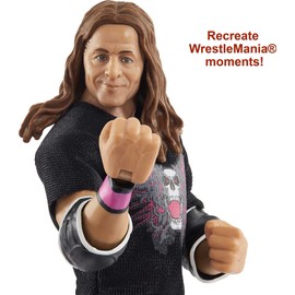 Mattel Bret “Hit Man” Hart WrestleMania Action Figure with entrance shirt & Vince McMahon Build-A-Figure Pieces, 6-in Posable Collectible Gift for Fans Ages 8 Years Old & Up