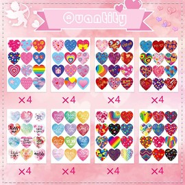 YIEUR 32 Sheets Heart Stickers, 384 Pieces Heart Stickers Heart-Shaped Love Stickers Decoration for Valentine's Day Scrapbooking Wedding DIY Crafts Children's Rewards (Heart)