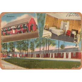 7 x 10 METAL SIGN - Virginia Postcard - Hillcrest Grill & Motel, U.S. Route #30, 85 miles south of Baltimore, Vintage Rusty Look