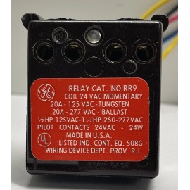 GE RR9 Relay 24 VAC Coil Momentary 20A - 125 VAC Tungsten 20A - 277VAC Ballast