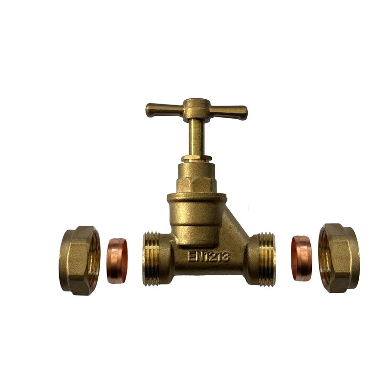 22mm Stopcock Brass Compression Valve - Durable Stopcock Valve with