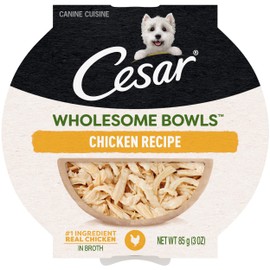 CESAR WHOLESOME BOWLS Adult Soft Wet Dog Food Chicken Recipe, (10) 3 oz. Bowls