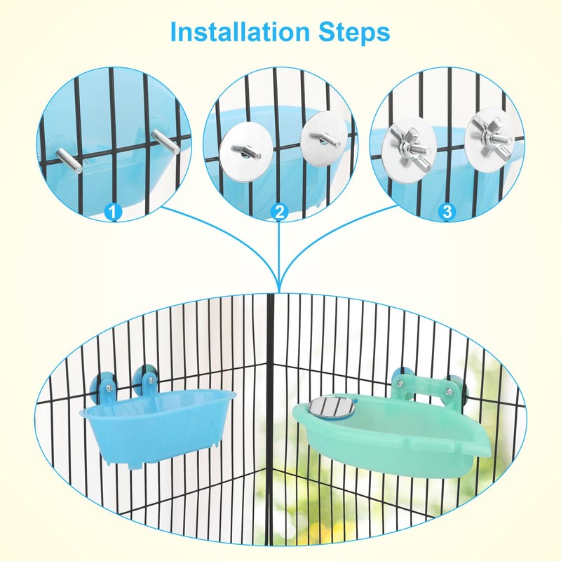 Wontee Bird Bath Box with Mirror Portable Parrot Hanging Bathroom