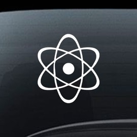 Atom Atomic Vinyl Decal Sticker for Cars Trucks Windows Bumpers Walls Laptops Skins - 5.5 Inches at Largest Point - White with No Background - KCD3270