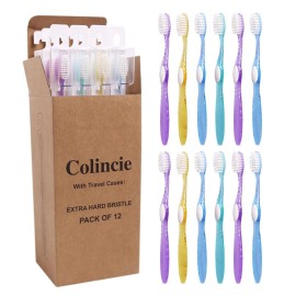 Colincie Firm Toothbrush, Extra Hard Bristle for Adult Smokers,Multic