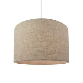 Contemporary and Stylish Natural Linen 10" Drum Lamp Shade in Beige Oatmeal | 25cm Diameter | 60w Maximum by Happy Homewares