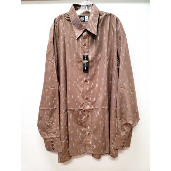 Noiz Mens Size 3XL Button Up Long Sleeve Brown Shirts