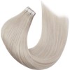 Moresoo Tape in Hair Extensions White Blonde Real Human Hair