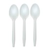 100 Pack Reusable Plastic Spoons | Heavy Duty Clear Table